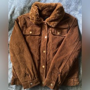 Me Jane brown corduroy jacket with brown fur